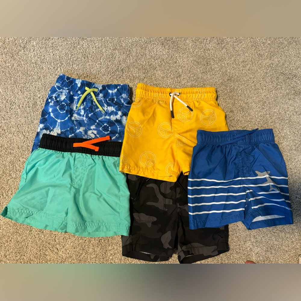 12-18 Month Swim Trunks - 3 Old Navy and 2 Cat & Jack Brand